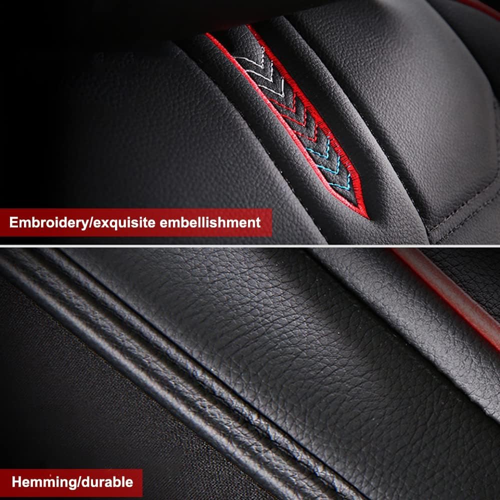 Vordersitze Set Auto Sitzbezüge für Smart EQ ForFour, Leder Atmungsaktiv Verschleißfest Schonbezug Autositz Wasserdicht rutschfest Vordersitze,C Black