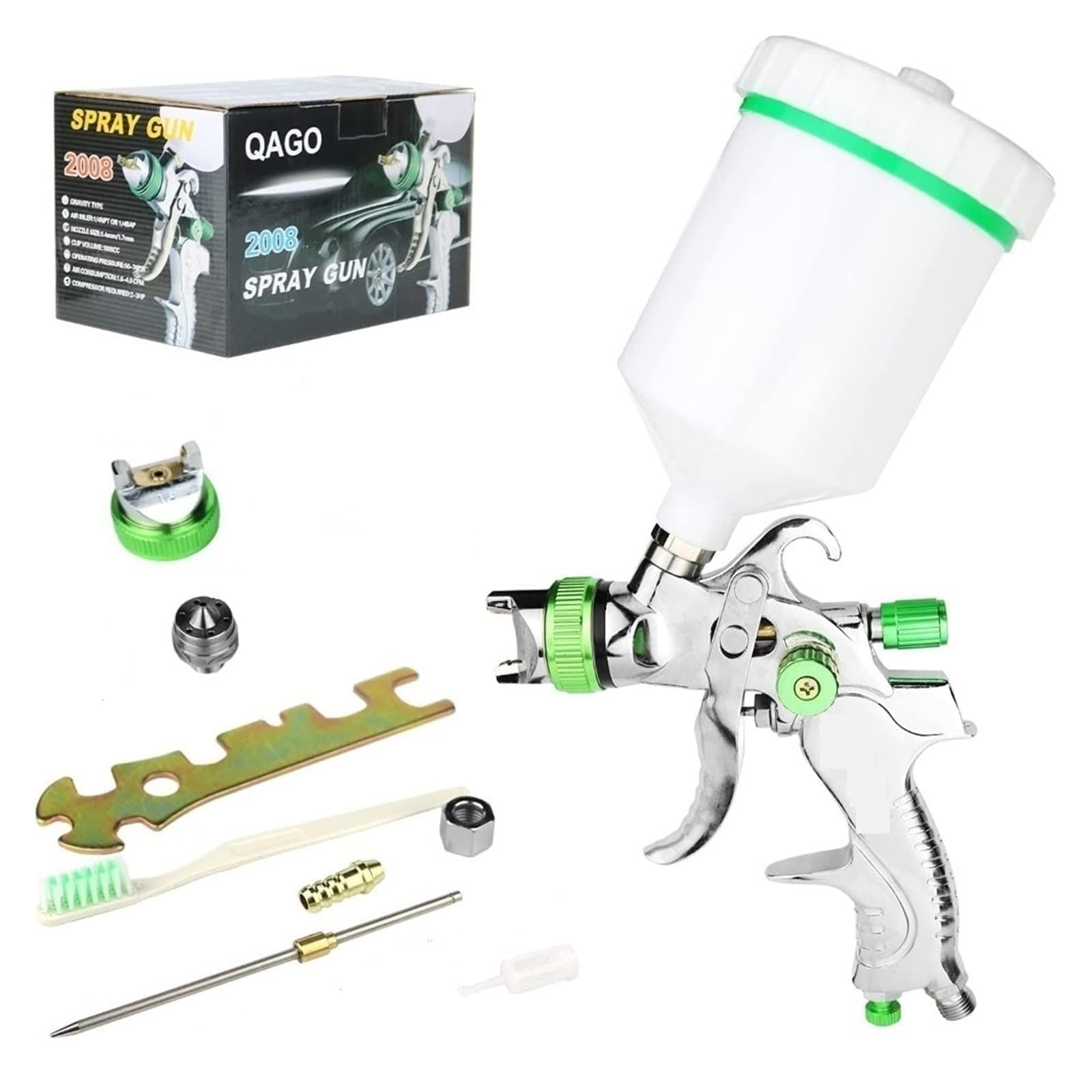 Pistolet Natryskowy, Profesjonalny Pistolet Natryskowy HVLP 1.4/1.7/2.0/2.5 Mm Dysza Stalowa Grawitacyjny Pistolet Natryskowy DIY Zestaw Farb W Sprayu Przenośny Lakier Samochodowy Pistolet(2.0mm Gun K