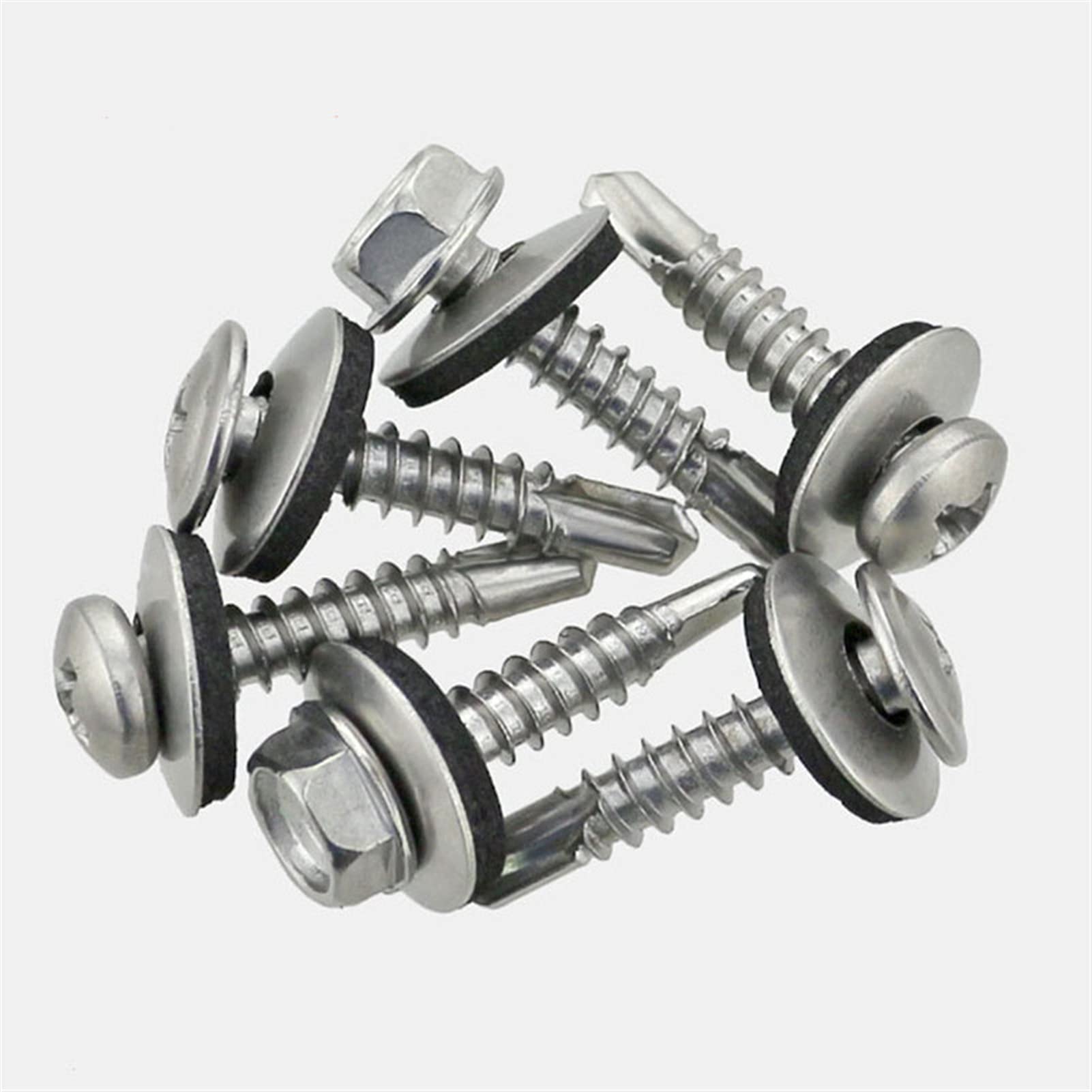 Zkenshan-Arandela Plana M4.2 M4.8 M5.5 M6.3 M8 M10 304 Lavadora a prueba de agua de acero inoxidable Anti resbalón Lavadora Taladro Tallo Auto Toque Junta de Tornillo, buena resistencia al desgaste