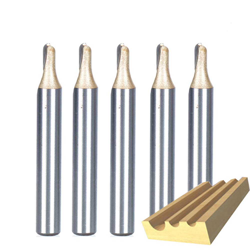 HUHAO5PCS Router Bit 5/32 Cutting Dia Woodworking Round Nose Cove Box Cutter 1/4 Inch Shank 5PCS