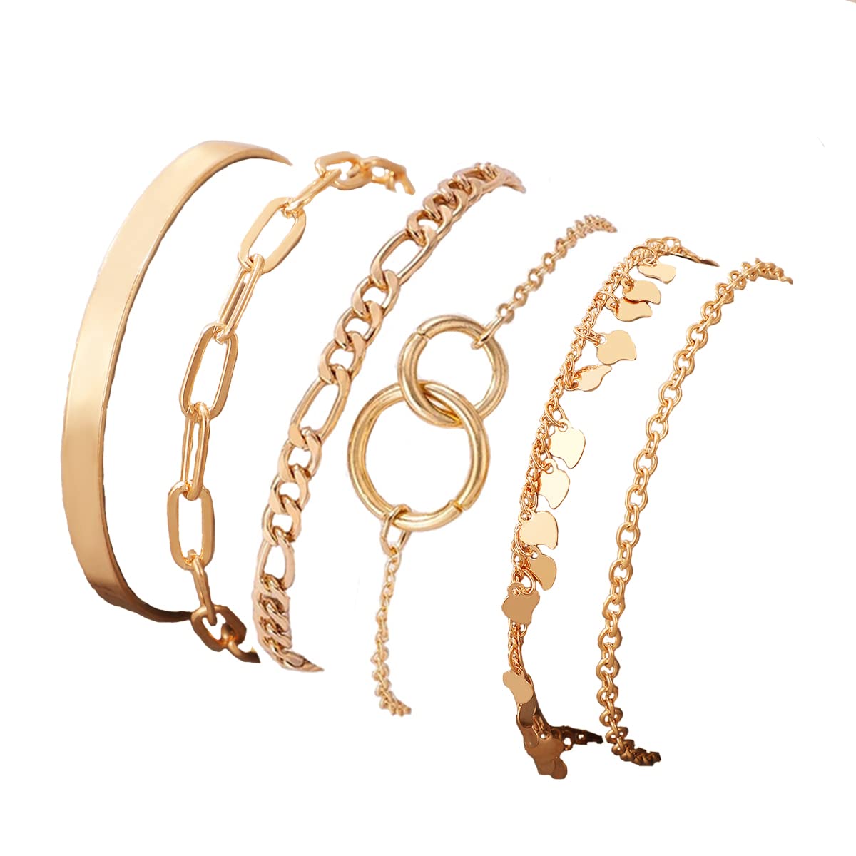 Jewels Galaxy Gold Toned Gold Plated Set of 6 Contemporary Stackable Bracelet Set For Women and Girls (CT-BNG-49170) (B0BRBKVQDT) Amazon Price History, Amazon Price Tracker