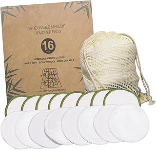 FRCOLOR 16Pcs Removedor De Maquiagem Toalhetes Laváveis Almofadas Removedoras De Maquiagem Almofadas De Algodão Para Rosto Almofadas De Remoção De Bambu Rodadas De Maquiagem Algodão