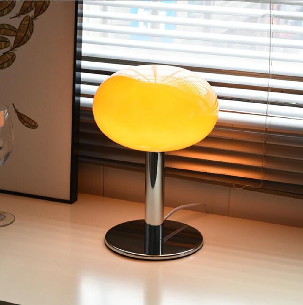 Nordic Glas Tischleuchte Kreatives Design Schlafzimmer Nachttischlampe Vintage Einfache Tischlampen dekorative Tischlampe E27 Wohnzimmer Hotel 20 * 27CM,Beige