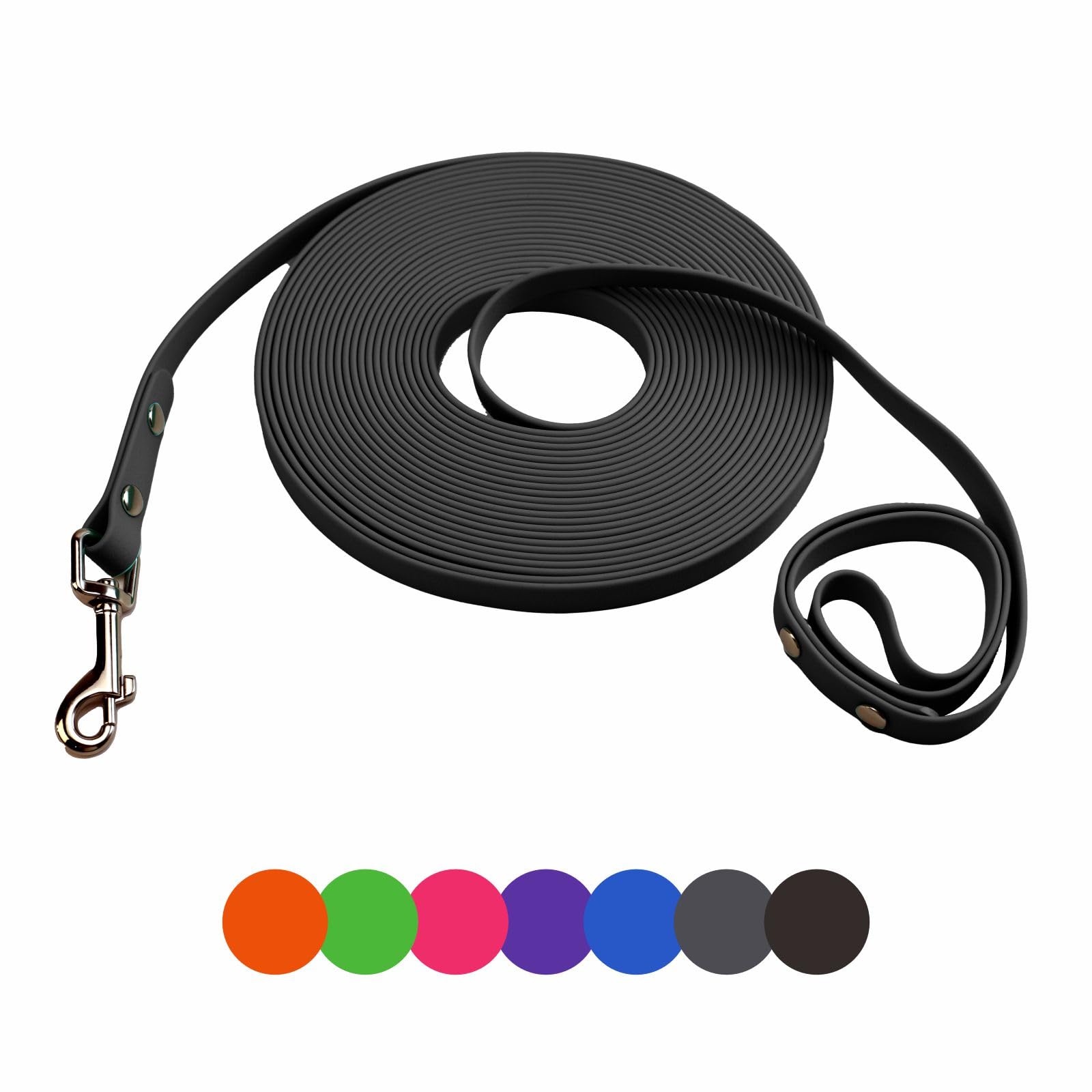 Dog Training Leash,Easy to Clean Waterproof Long Dog Leash, Heavy Duty Recall Long Leash,Dog Long Leash 6ft 10ft 15ft 30ft 50ft for Hiking,Yard, Beach and Swimming (Black, 33FT)