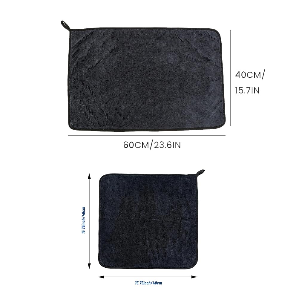 Mikrofaser-Reinigungstuch, 1300 g/m², Auto-Trockentuch, extra groß, ultra-saugfähig, Trockentuch für Auto, Duschkabine, Haushalt (2 Stück - Doppelflor (40 x 40 cm)