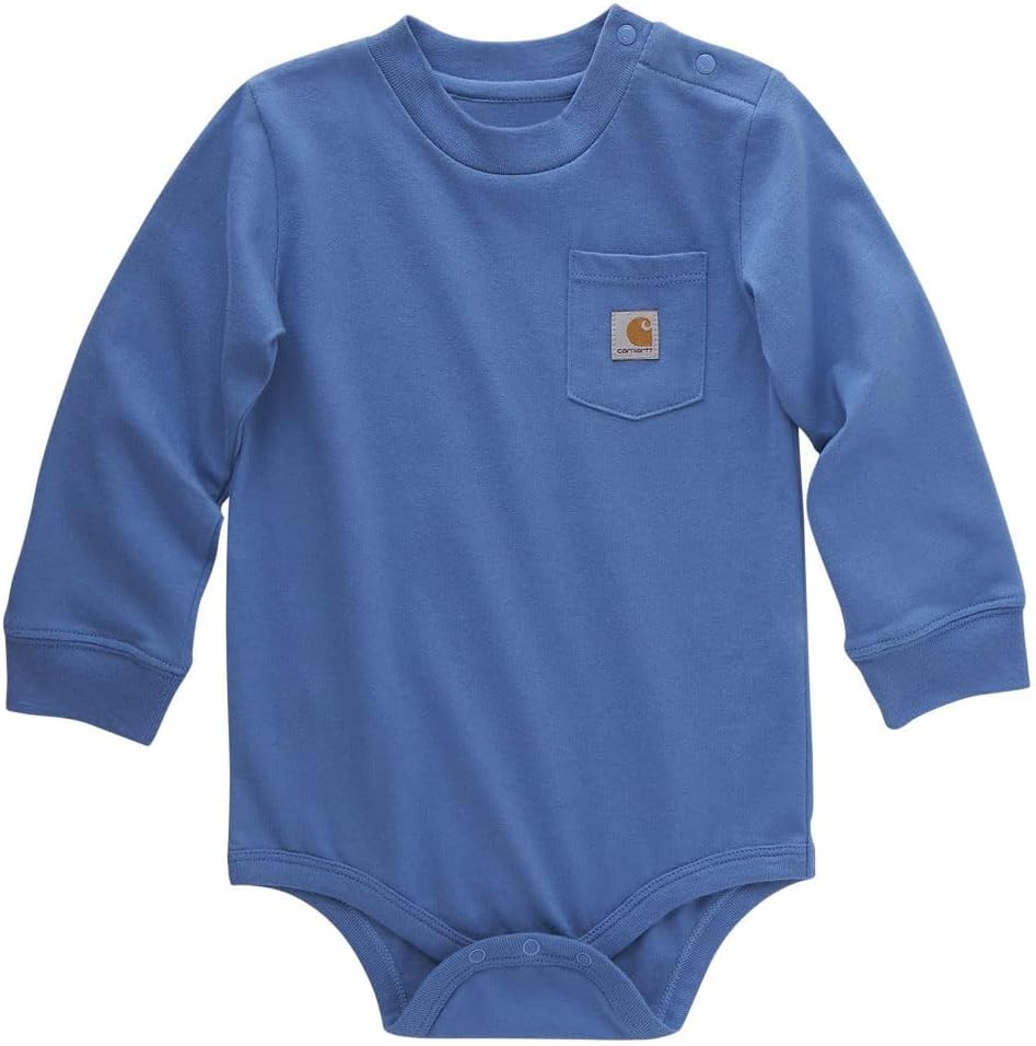 Carhartt Kid's CA5001 Long-Sleeve Pocket Bodysuit - 24 Months - Electric Blue Lemonade