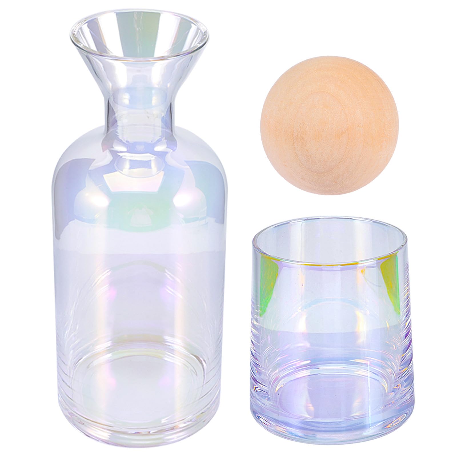 Levemolo Juego de Jarra de Agua y Vaso de Vidrio con Tapa de Madera para Cocina y Eventos en Casa, Diseño Resistente y Elegante para Uso Diario