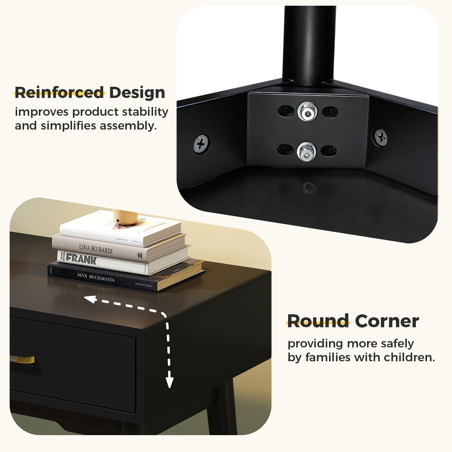 Small Black Desk with Drawers - 40 Inch Home Office Study Writing Desk for Bedroom, Vanity Desk with 4 Solid Legs, Modern Computer Desk for Small Spaces (Balck)