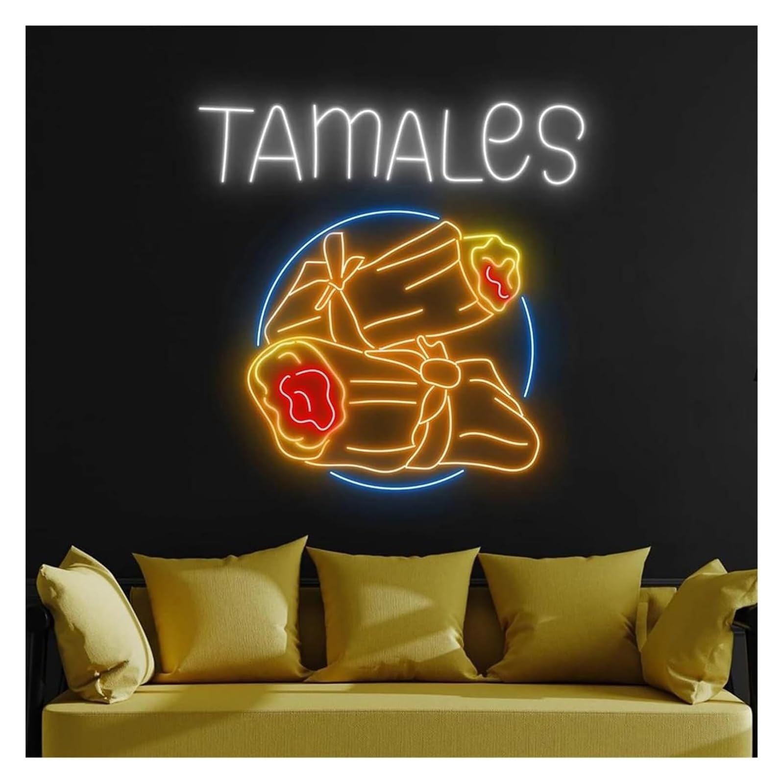 Insegna luminosa al neon Lampada Al Neon Con Scritta "Tamales" Dall'atmosfera Rilassante, Adatta Per La Decorazione Murale Del Ristorante(75cm)