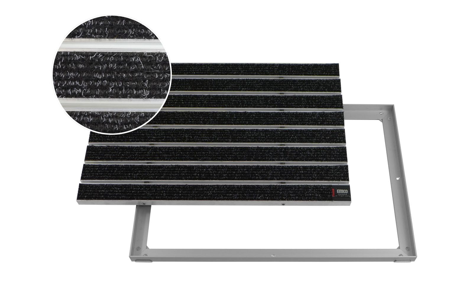 EMCO Eingangsmatte DIPLOMAT Large Rips anthrazit 12mm + ALU Rahmen Fußmatte Schmutzfangmatte Fußabtreter Antirutschmatte, Größe:1000 x 500 mm