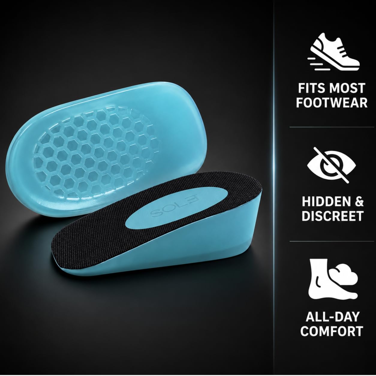 SOL3 Quick Lifts - Plantilla de aumento de altura para zapatos para hombres y mujeres, Estándar, 1 Inch (Men)