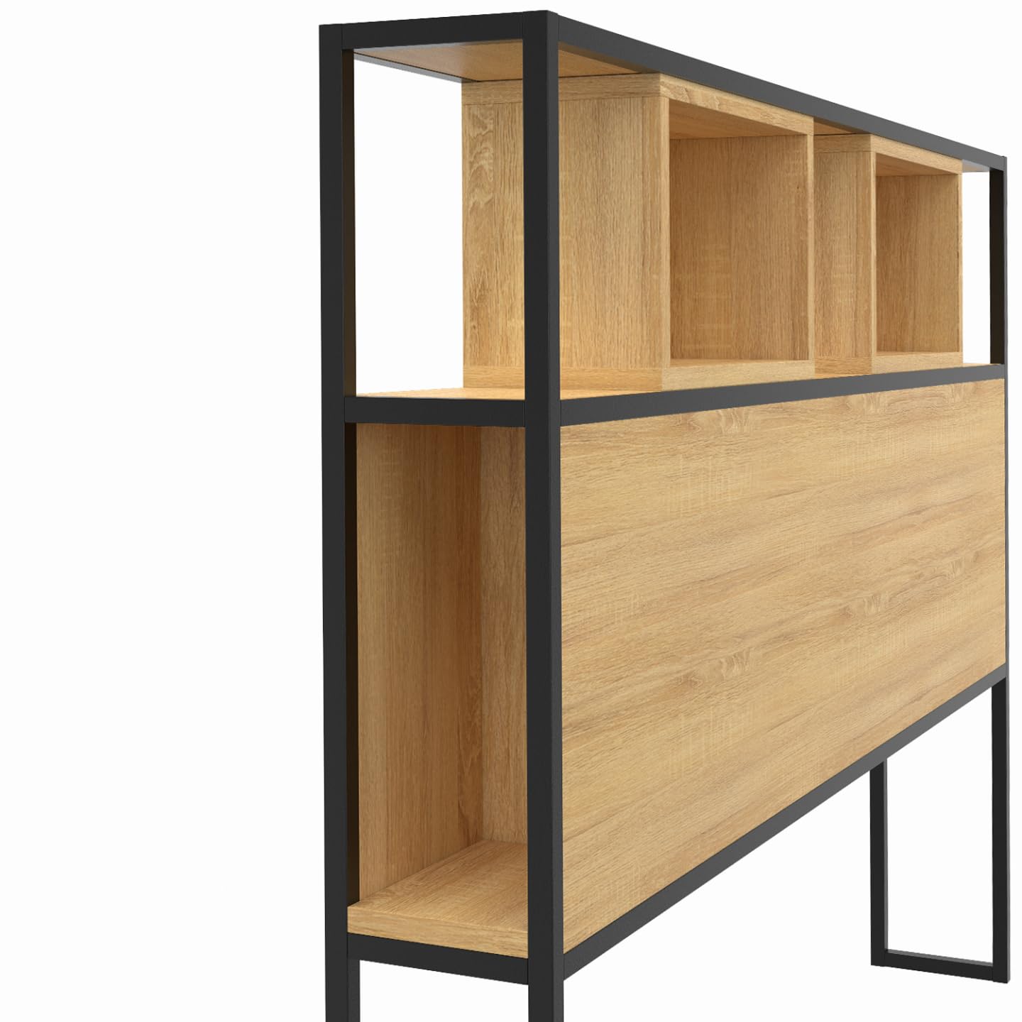 IDMarket - Tête de lit sur Pied Detroit 165 cm Bois et métal Noir Design Industriel