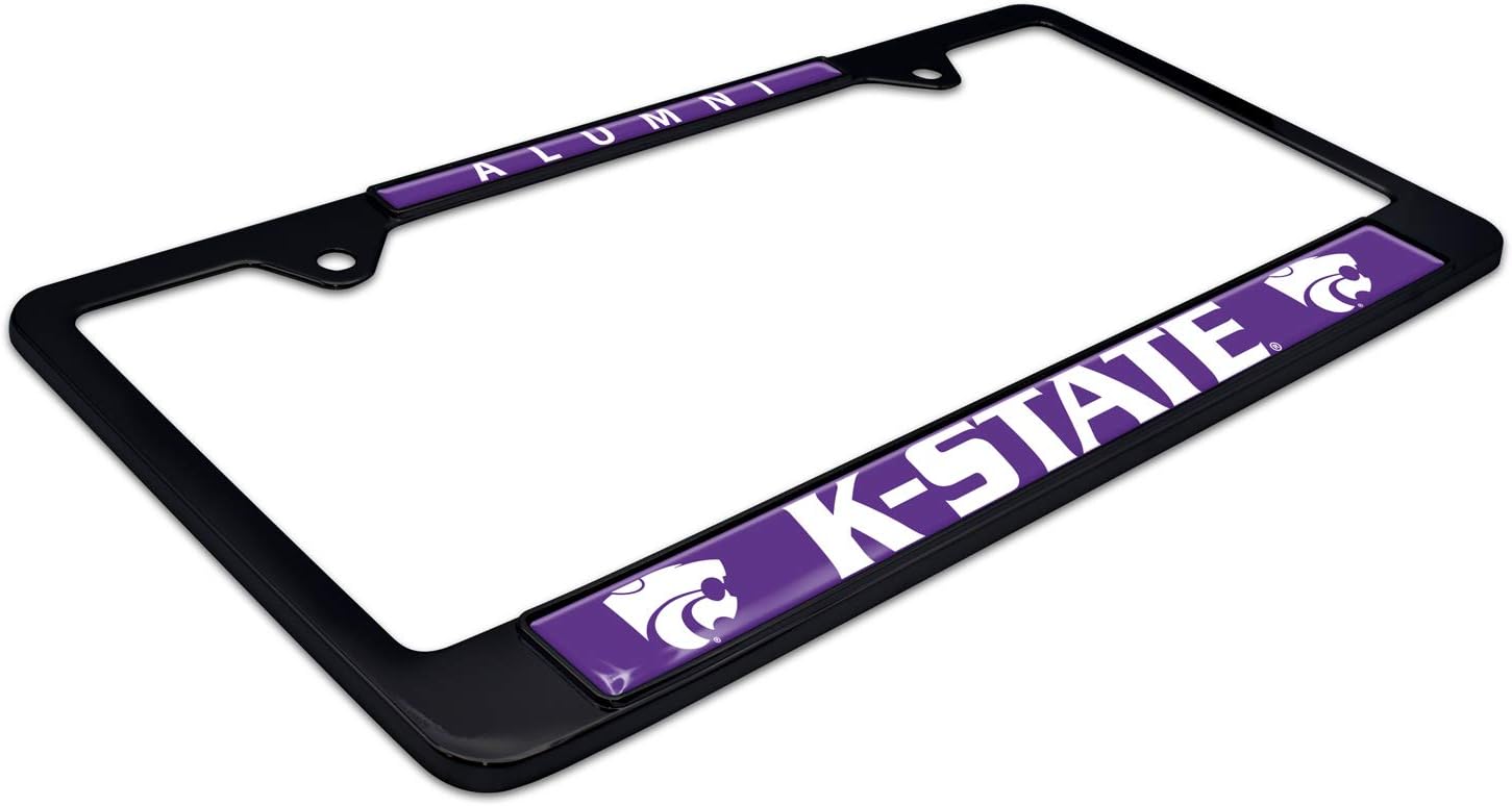 Elektroplate Officially Licensed Kansas State University Alumni 3D Doming Black All-Metal Standard Size License Plate Frame Tag Holder for Cars/SUVs/Trucks Weatherproof Automotive Accessory