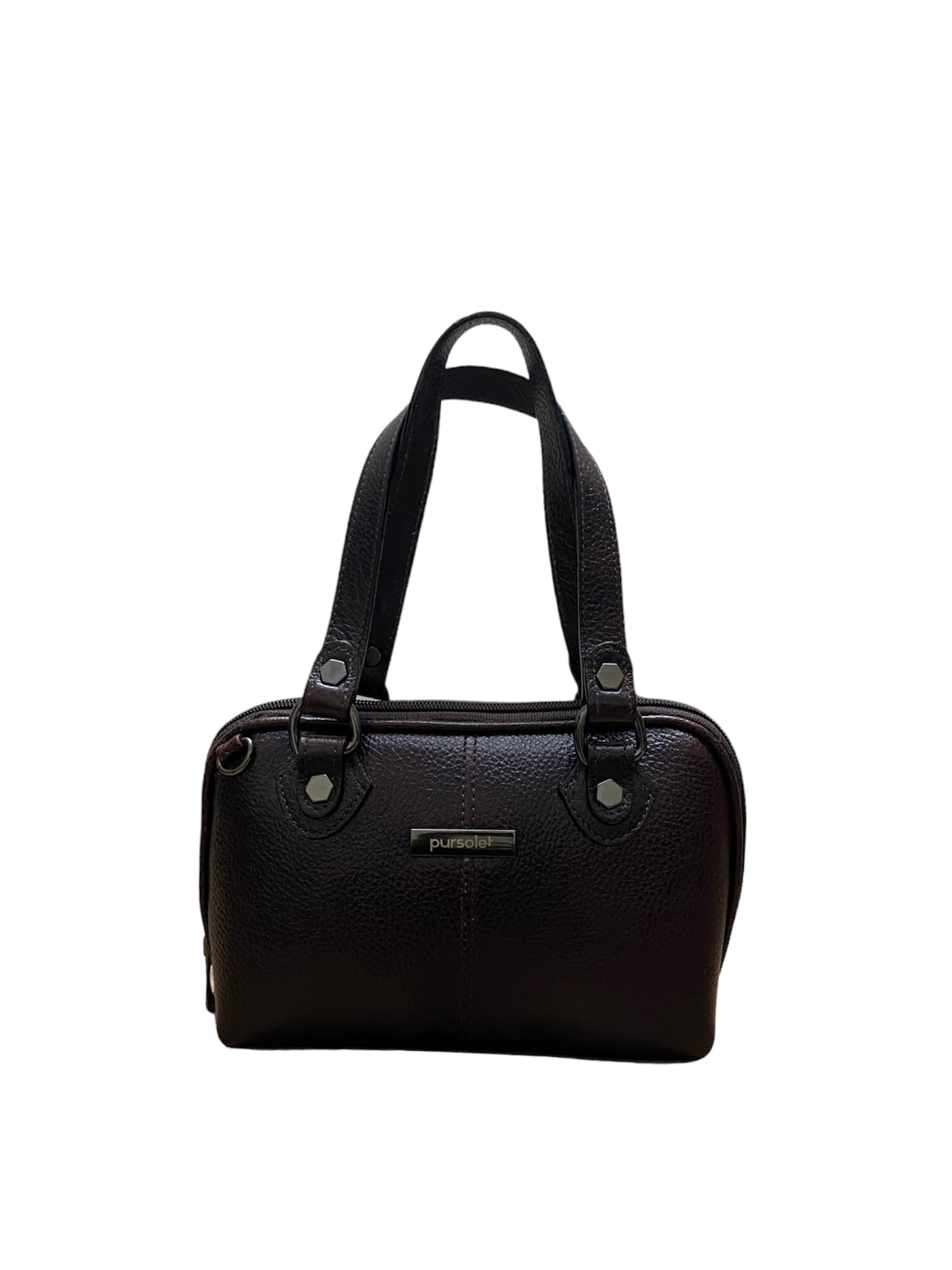 Pursolet Full Grain Pure Leather Mini Handbag for Women & Girls | Detachable Sling Metalic Chain | Premium Metallic Hardware (Black) (B0CW7BFZX9) Amazon Price History, Amazon Price Tracker