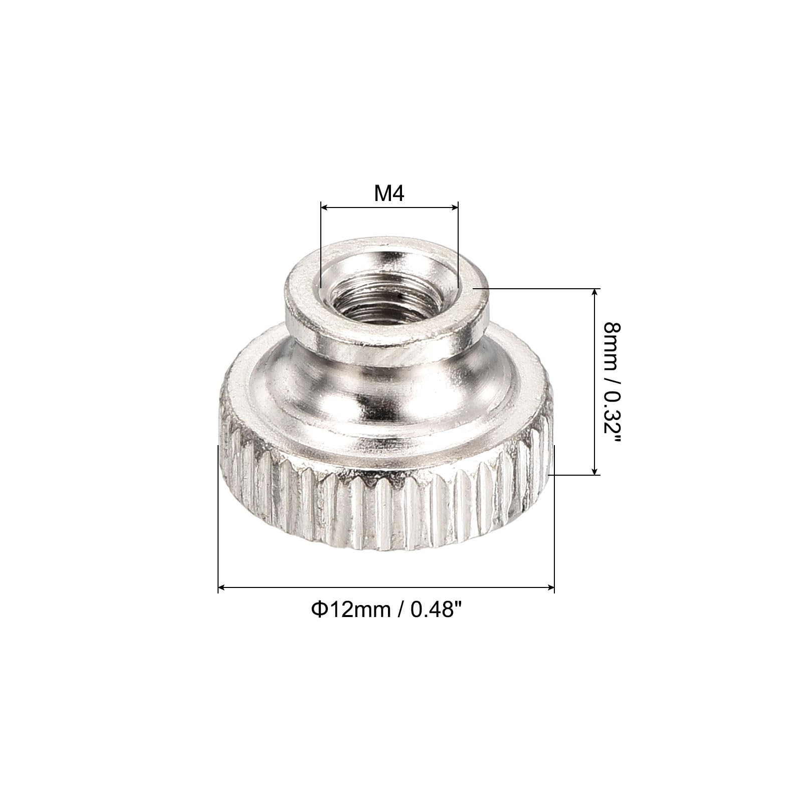 QUARKZMAN Dado per pollice zigrinato, 25 pezzi, M4 x 0,7 mm, bottoni rotondi in ferro, per parti della stampante 3D, colore argento
