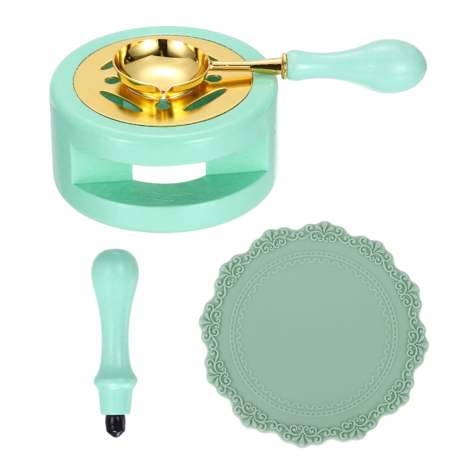 PATIKIL Wax Stamp Seal Kit Include Sealing Warmer, Melting Spoon, Silicone Pad, Stamp Handle