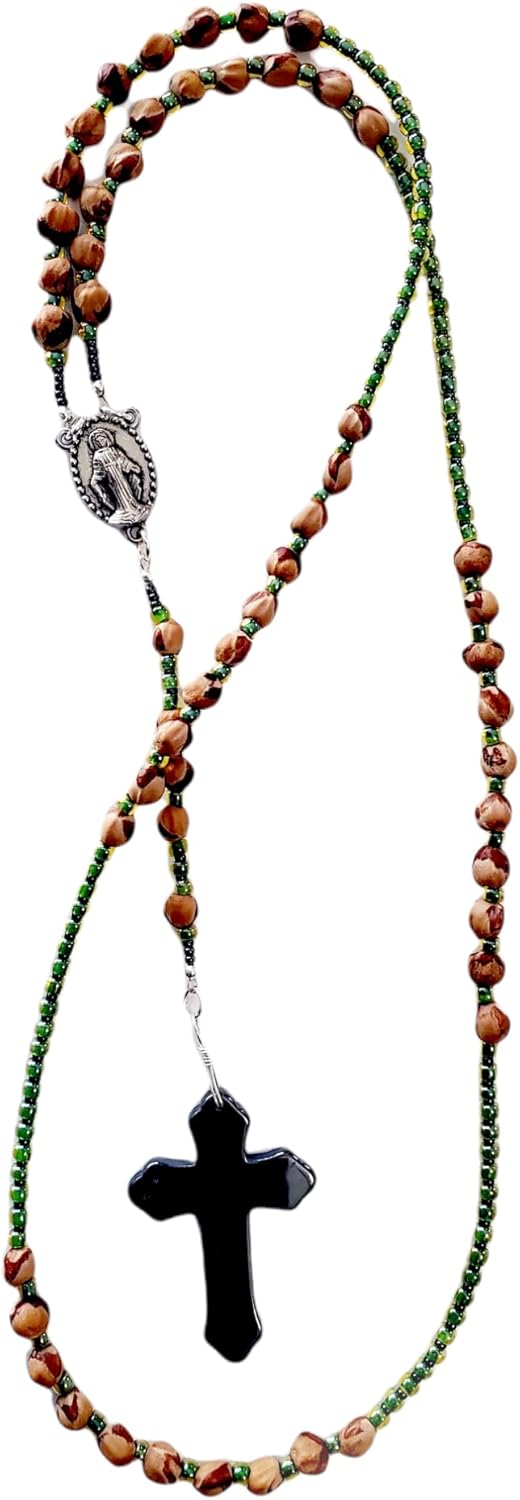 Ghost Bead Rosary w/Hematite Cross