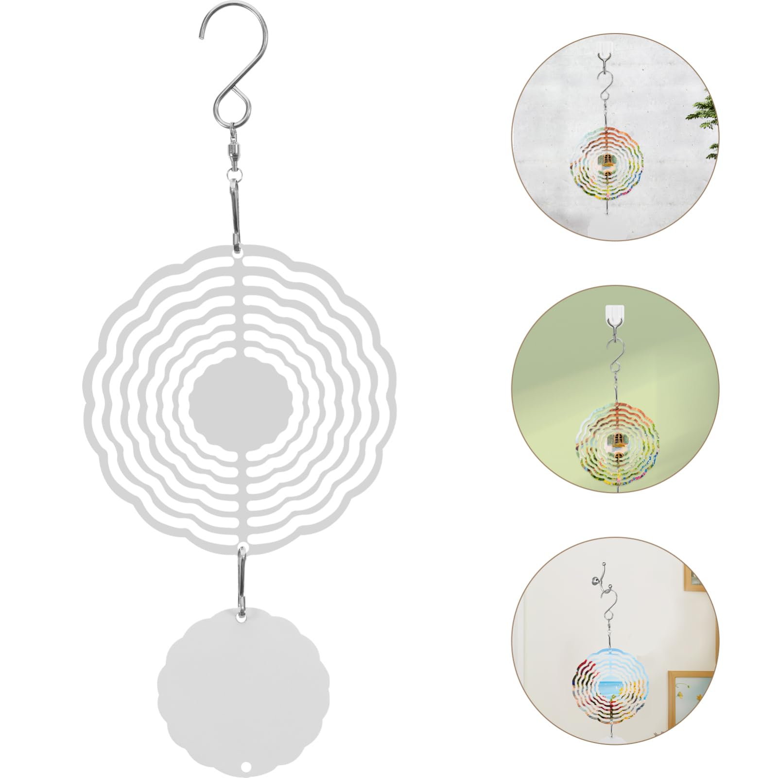 Happyyami 2 Piezas Carillón De Viento Giratorio Viento 3D Hilandero De Viento Colgante Decoración del Molino De Viento Campanas De Viento Al Aire Molinete De Puerta Aluminio