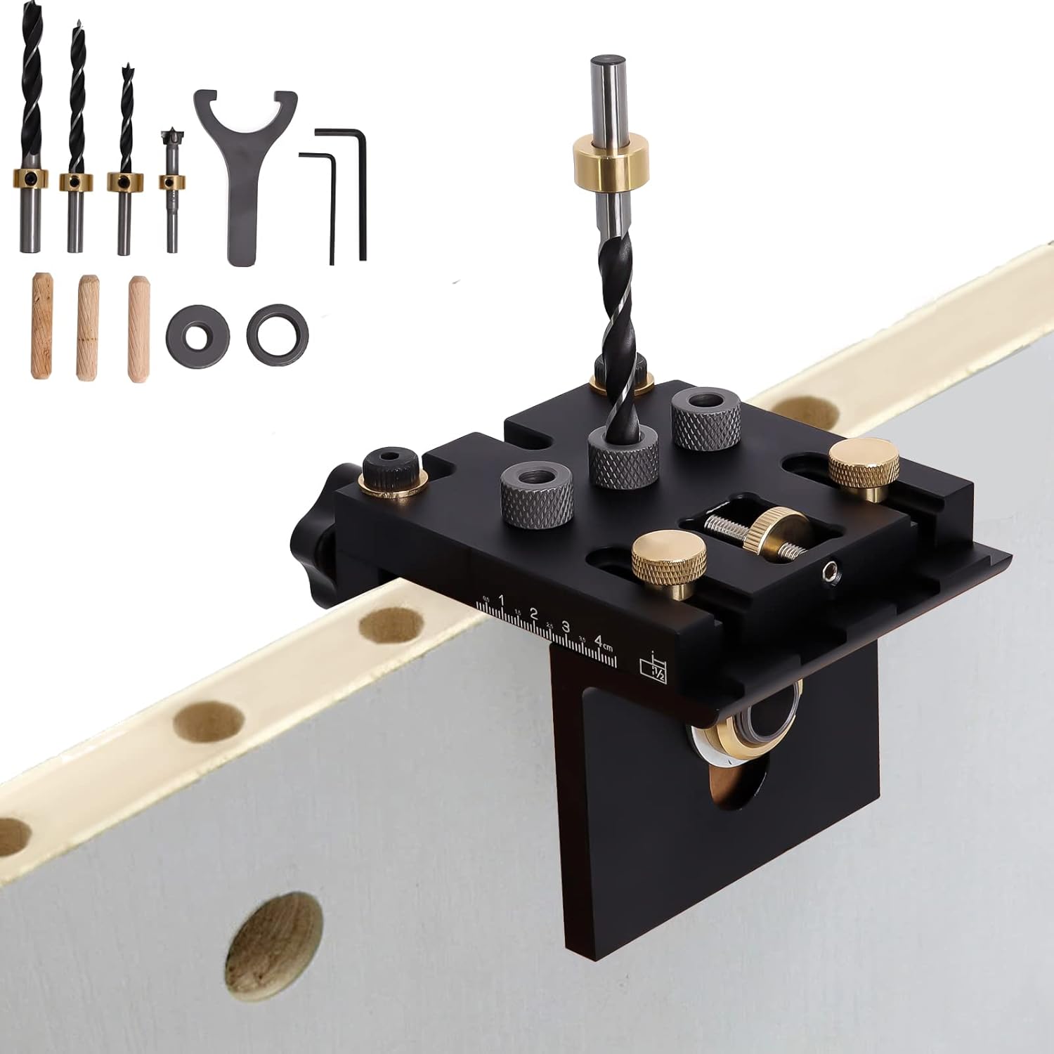 Doweling Jig Kit, Pocket Hole Jig Kit Adjustable 3 in 1 Woodworking