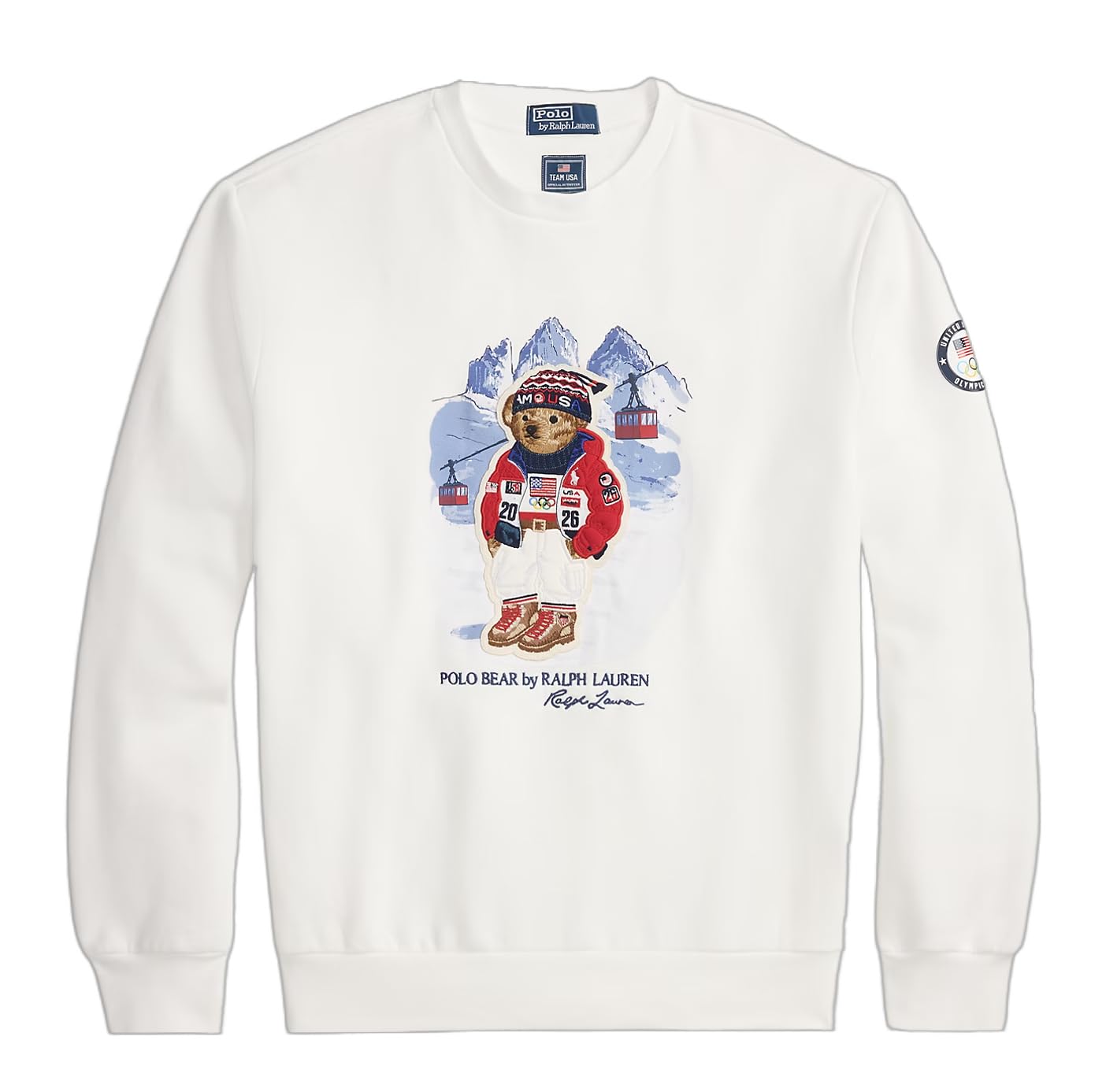 Unisex Team USA Polo Bear Sweatshirt Olympic (Cream (Team USA/Polo Bear),L)