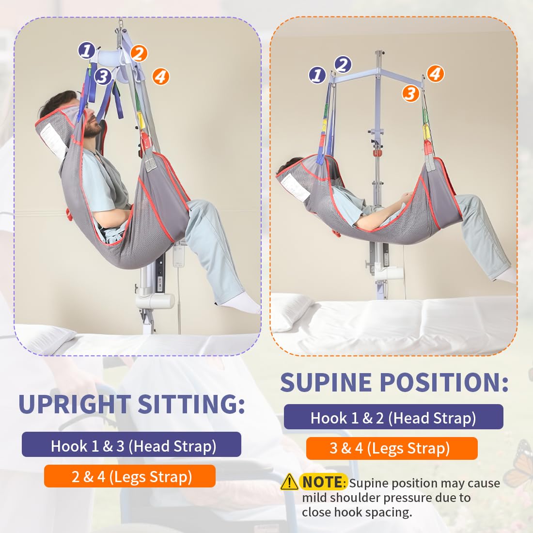 EZ Assistive Eslinga universal de elevación para pacientes de cuerpo completo, correa médica para posicionamiento en cama y ayuda de baño, correa de transferencia para ancianos, discapacitados