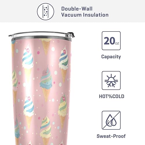 Miniatura 4 de Lindas tazas de acero inoxidable para helado con tapas reutilizables con tapa y pajita, tazas de viaje para acampar, vasos modernos con tapas termo