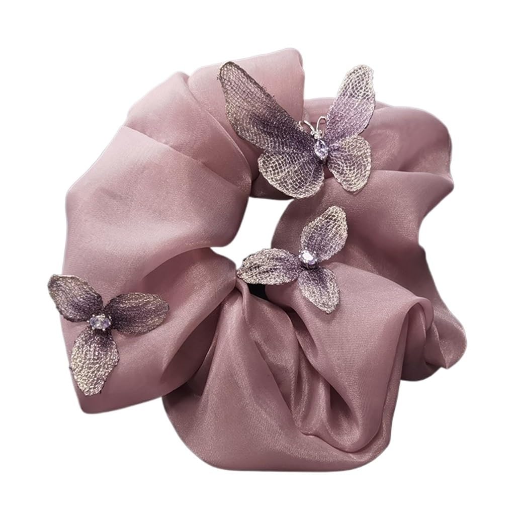 Corde à cheveux en organza fleur d'amour idéal pour sublimer une queue de cheval au quotidien