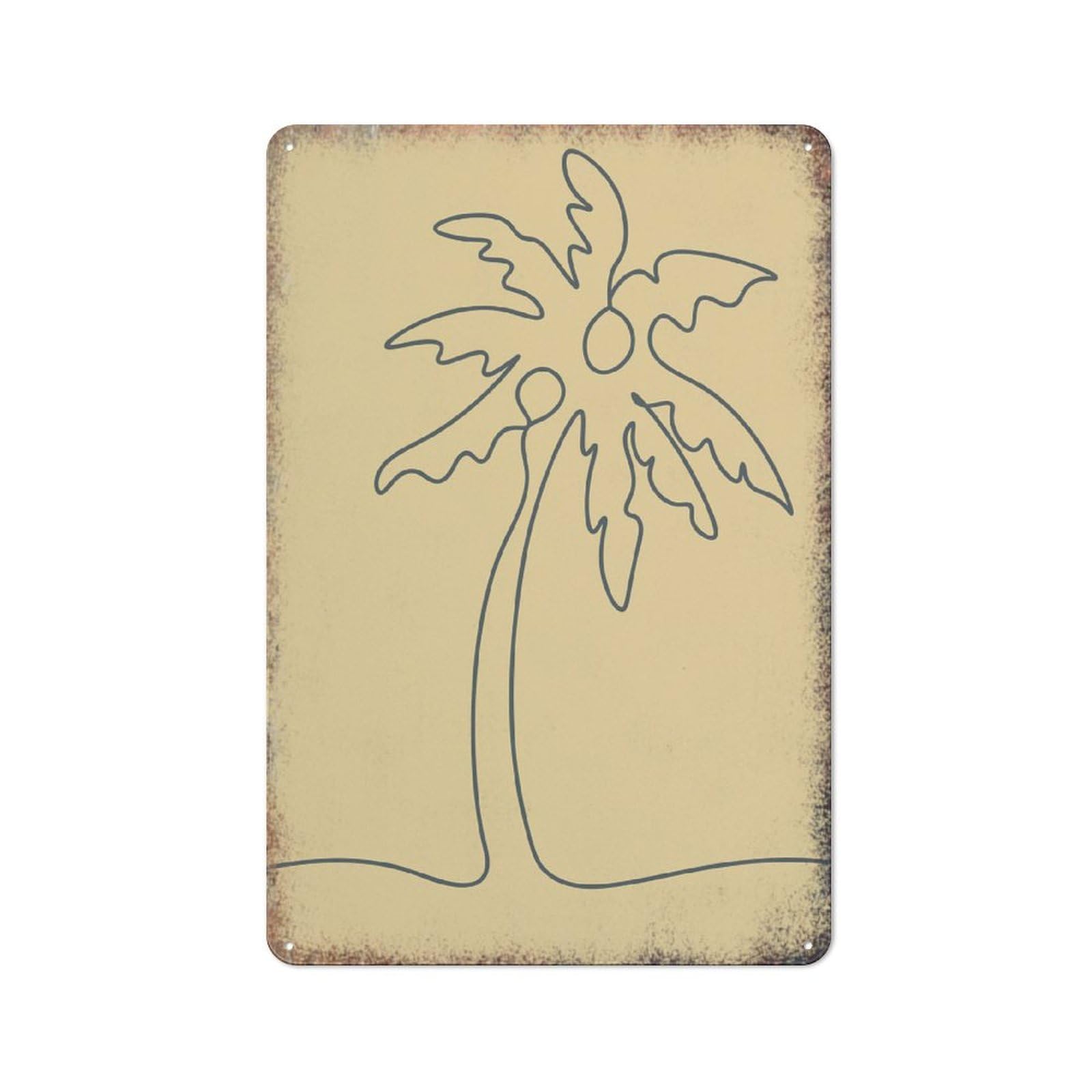 Small Palm Tree Art Metal Plaque, Tropical Fresh Style Home Wall Decor, Yard Leisure Area,8x12 Inch