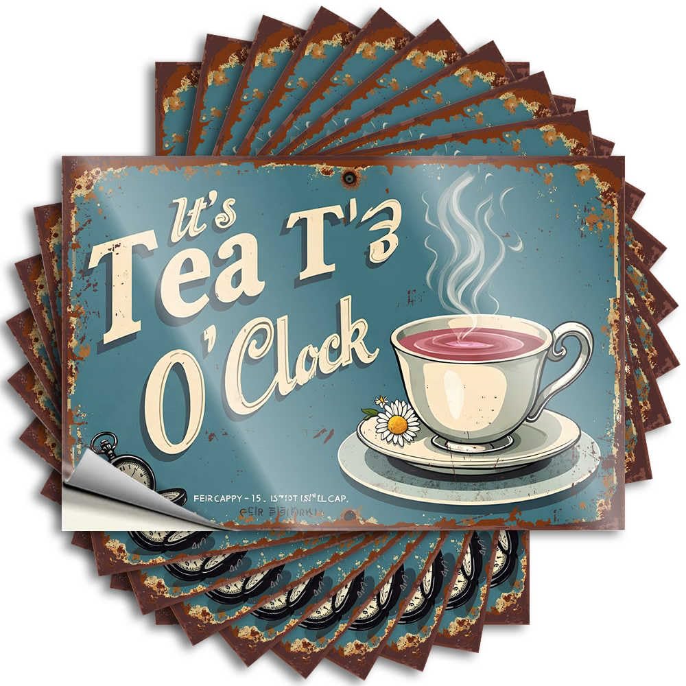 Saying Housewarming | Western Bathroom Garage Tea Time Vintage Sign with Steaming Cup and Daisy for Mold(6X9CM)