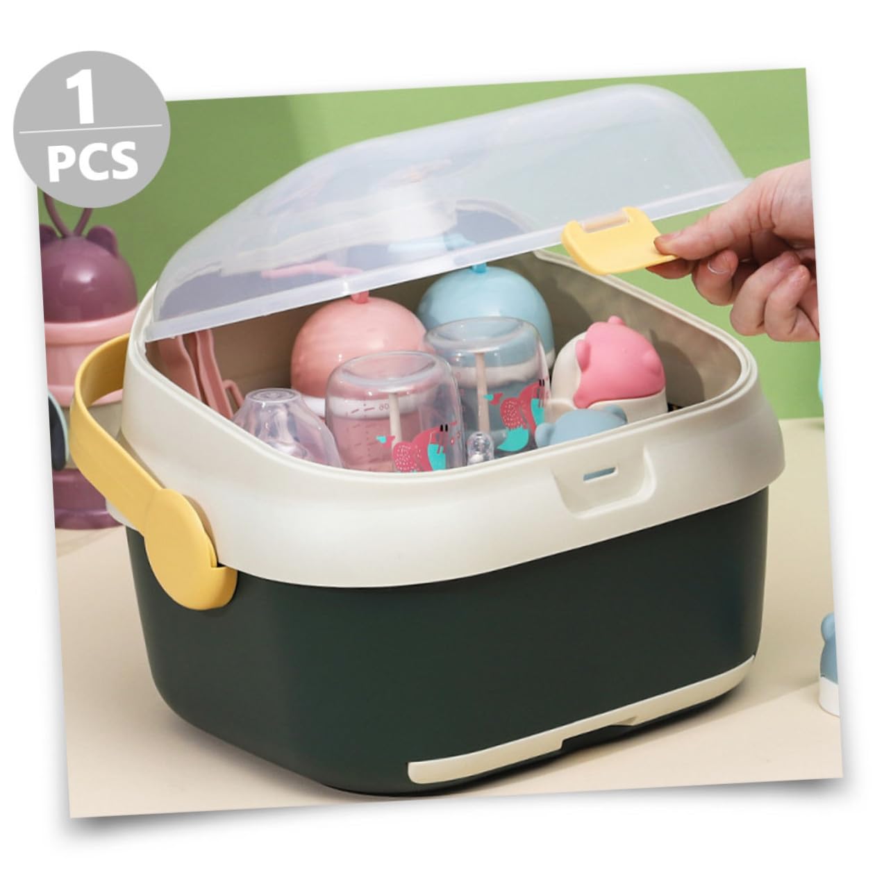 Aufbewahrungsbox mit Deckel Multifunktionale Babyflaschen aus Pp Flaschenhalter zum Trocknen und Staubdichtem Lagern für Babyprodukte im Haushalt