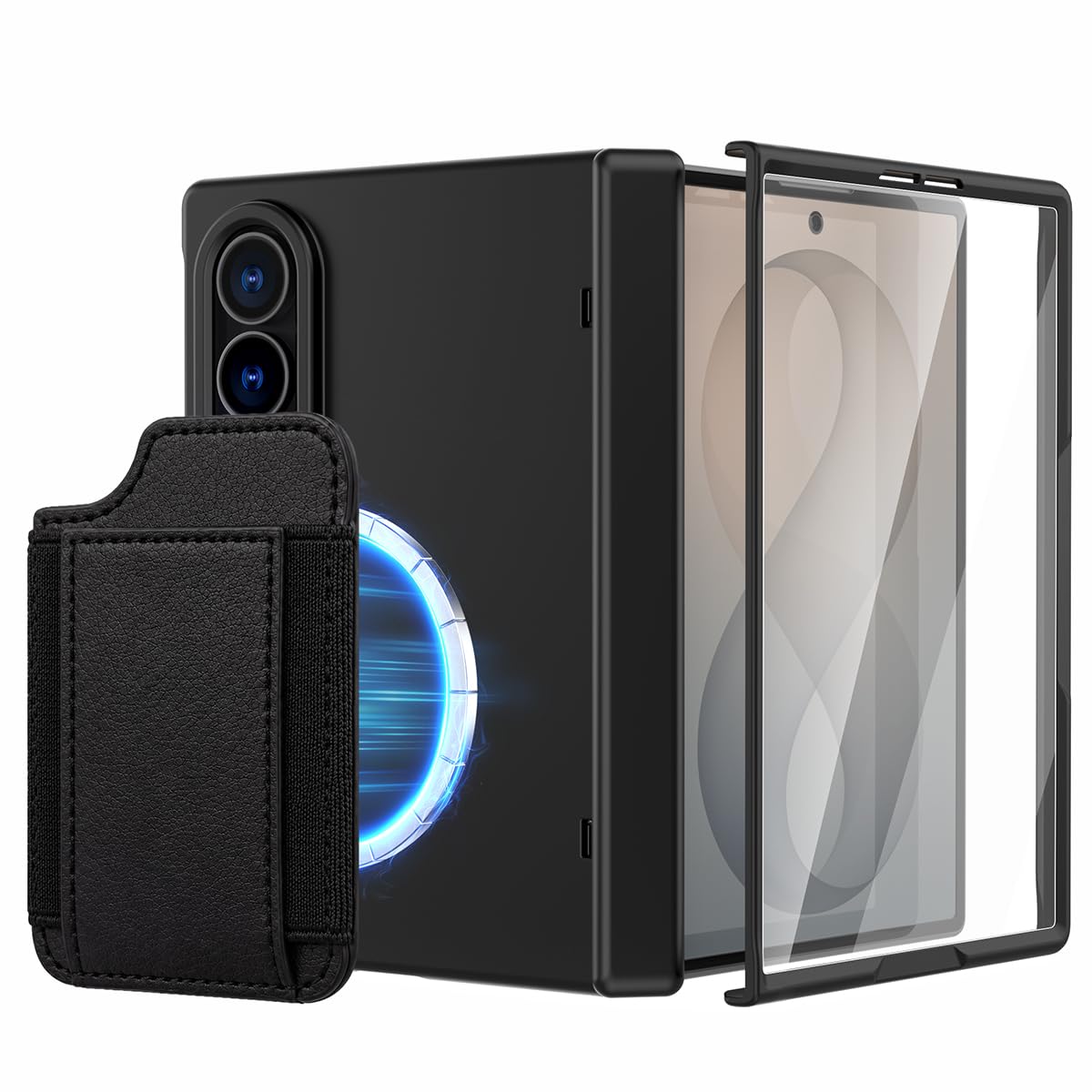 Custodia a portafoglio magnetica progettata per Samsung Galaxy Z Fold 8, porta carte staccabile, tasca in pelle, protezione per lo schermo, protezione per cerniera, custodia protettiva completa
