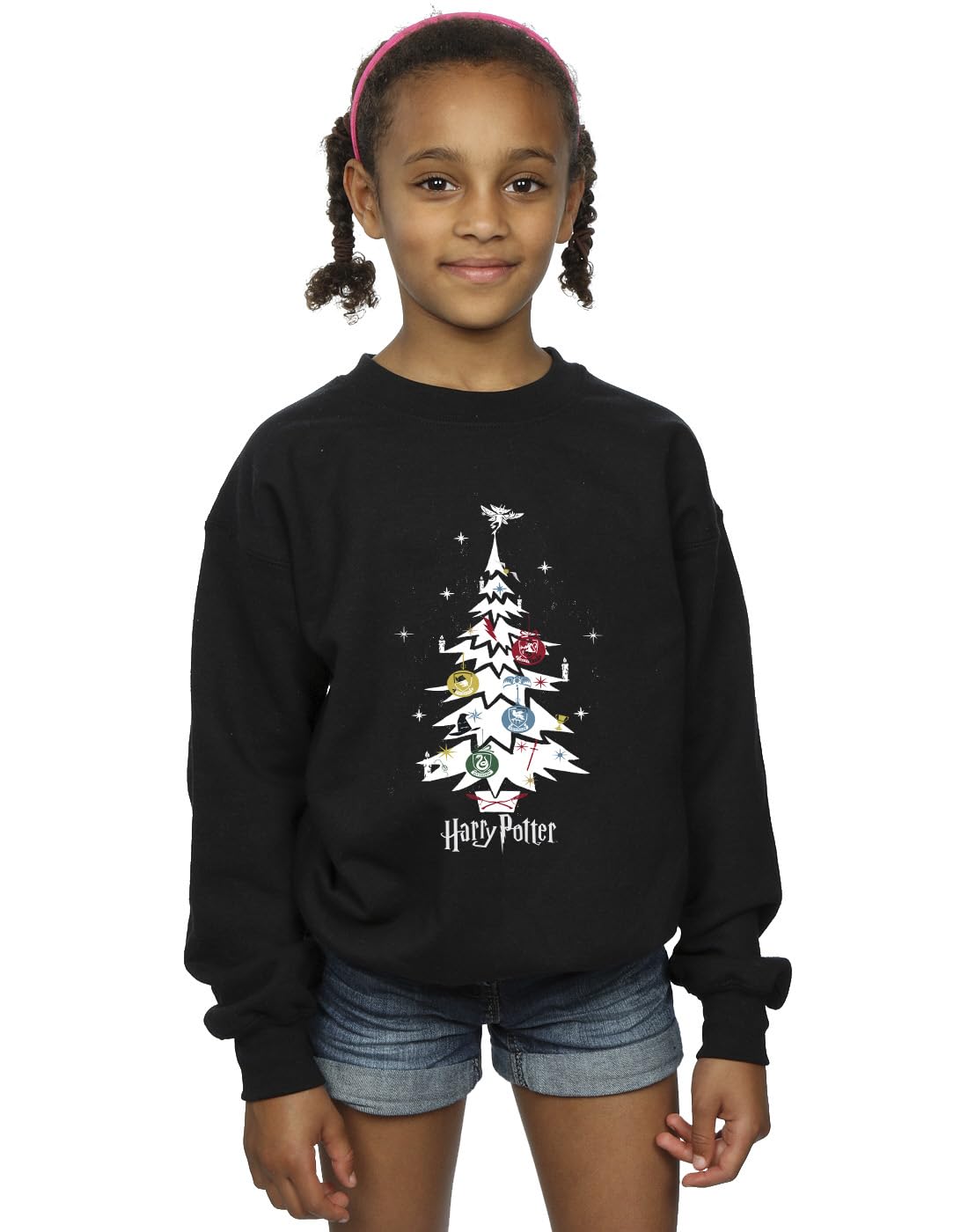 Absolute Cult Girls Black Harry Potter Christmas Tree Sweatshirt 7-8 Years