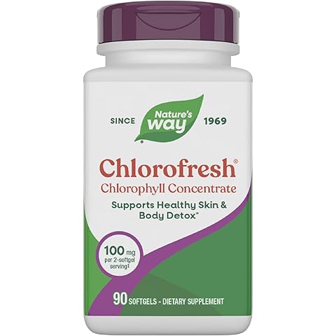 Nature’s Way Chlorofresh Chlorophyll Concentrate, Chlorophyll Supplements, Supports Detox Pathways* & Healthy Skin*, Chlorophyllin Copper Complex, Internal Deodorant*, 90 Softgels (Packaging May Vary)