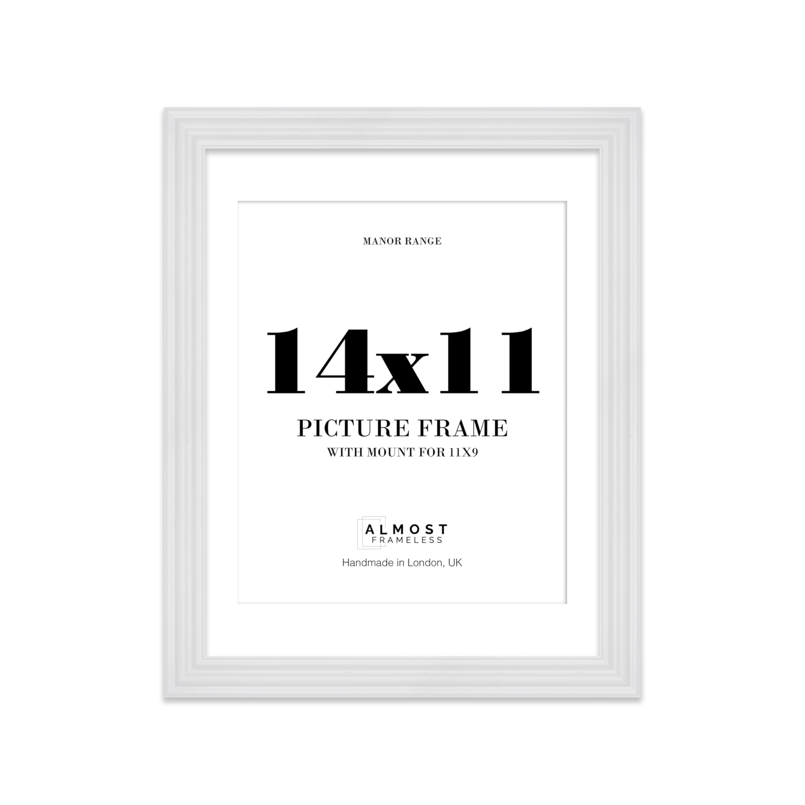 14x11" White Picture Frame - 14x11" Frame with 11x9" Mount for 14x11"/11x9" Pictures Classic Style Room Decor, 1 Pack โ image 1