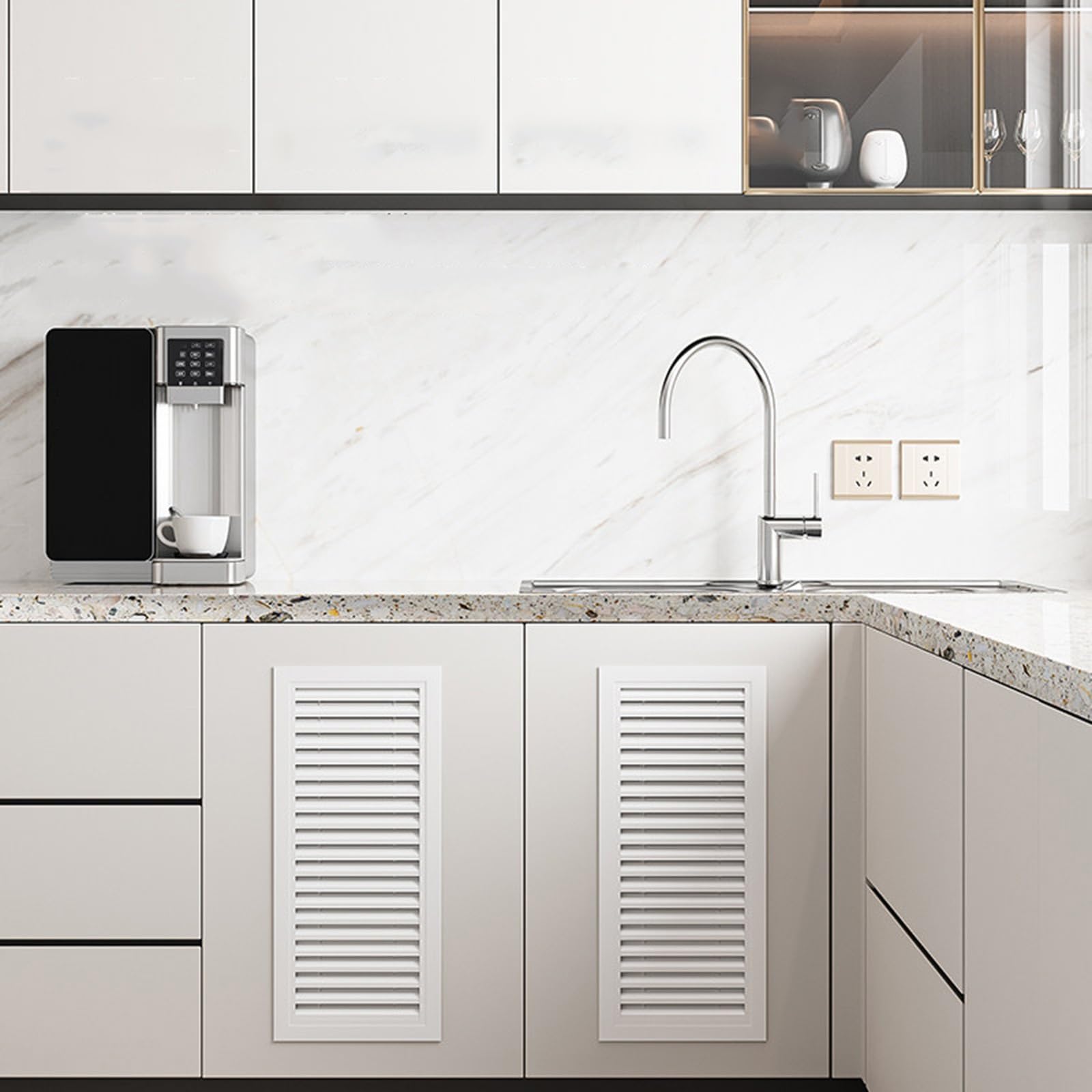 Lüftungsgitter, rechteckiges Lüftungsgitter aus Aluminium für Dachboden, geeignet für Küche, Bad, Kleiderschrank, Decke und Boden, Grau, 400 x 600 mm (16 x 24 Zoll) – Langlebig und effizient