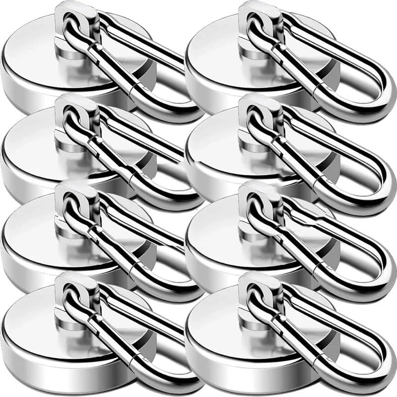 Heavy Duty 360° Rotating Magnetic Hook, Wall Mounted Key Coat Hanger Carabiner Multi-Purpose(Black,6PCS)