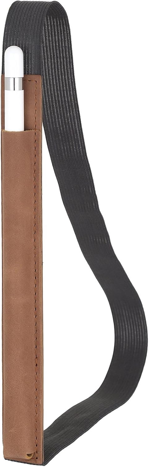 StilGut Genuine Leather Pencil Holder Compatible with Apple Pencil & iPad 2018/iPad Pro 9,7"/iPad Pro 10.5" Sleeve Case, Cognac Vintage