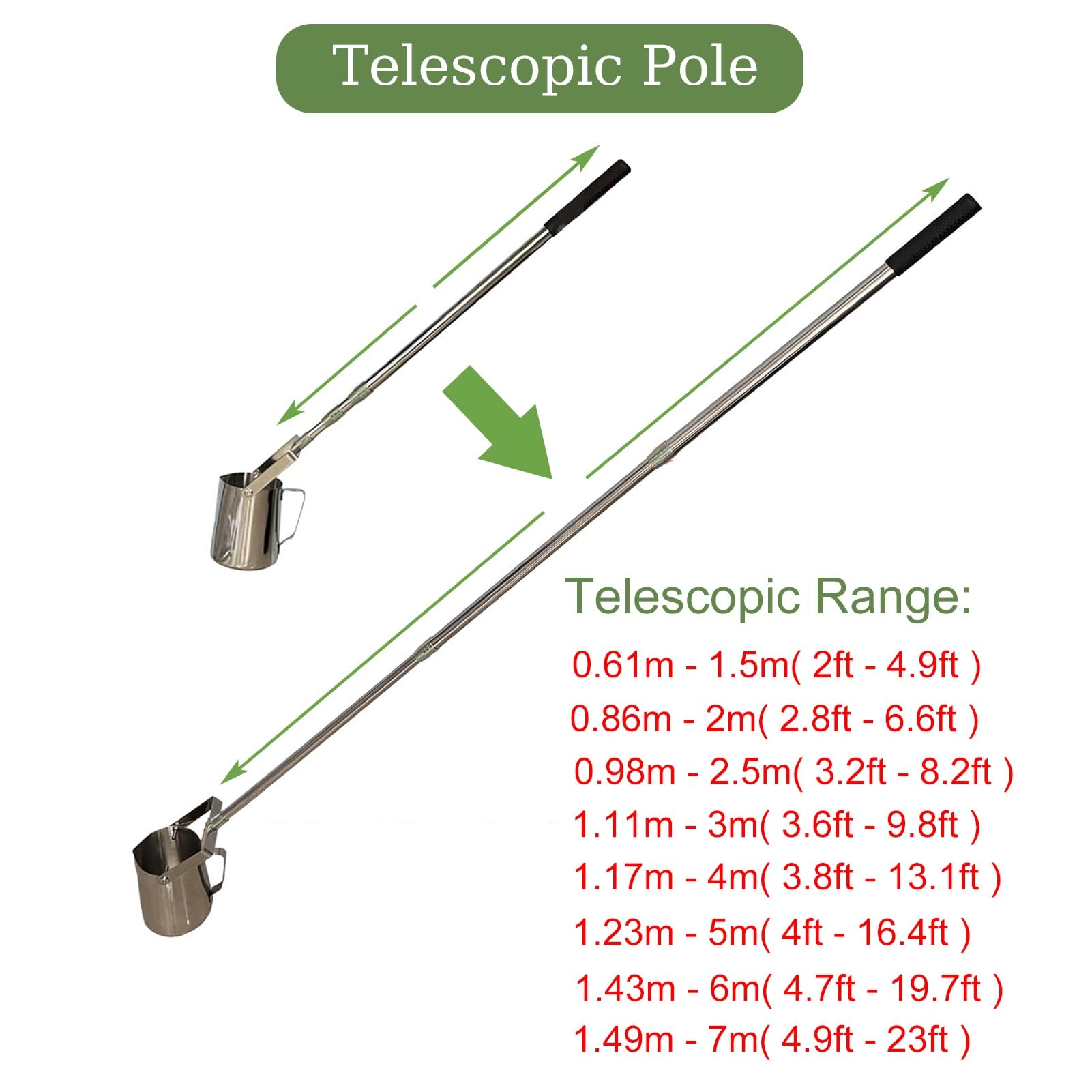 Kit di campionamento dell'acqua in acciaio inossidabile per microbiologi, palo telescopico con becher graduato per campionamento efficiente del flusso