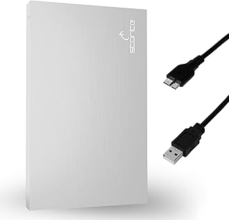 Storite 2.5 Inch Portable External Hard Drive 1TB USB 3.0 Ultra Slim Aluminium HDD with 5.0 Gbps Data Transfer for PC, Mac, Laptop, Gaming Console, Desktop, Silver