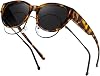 kimorn Polarized Fit Over Glasses Sunglasses For Women Man,Trendy Cat Eye Shades For Driving Riding