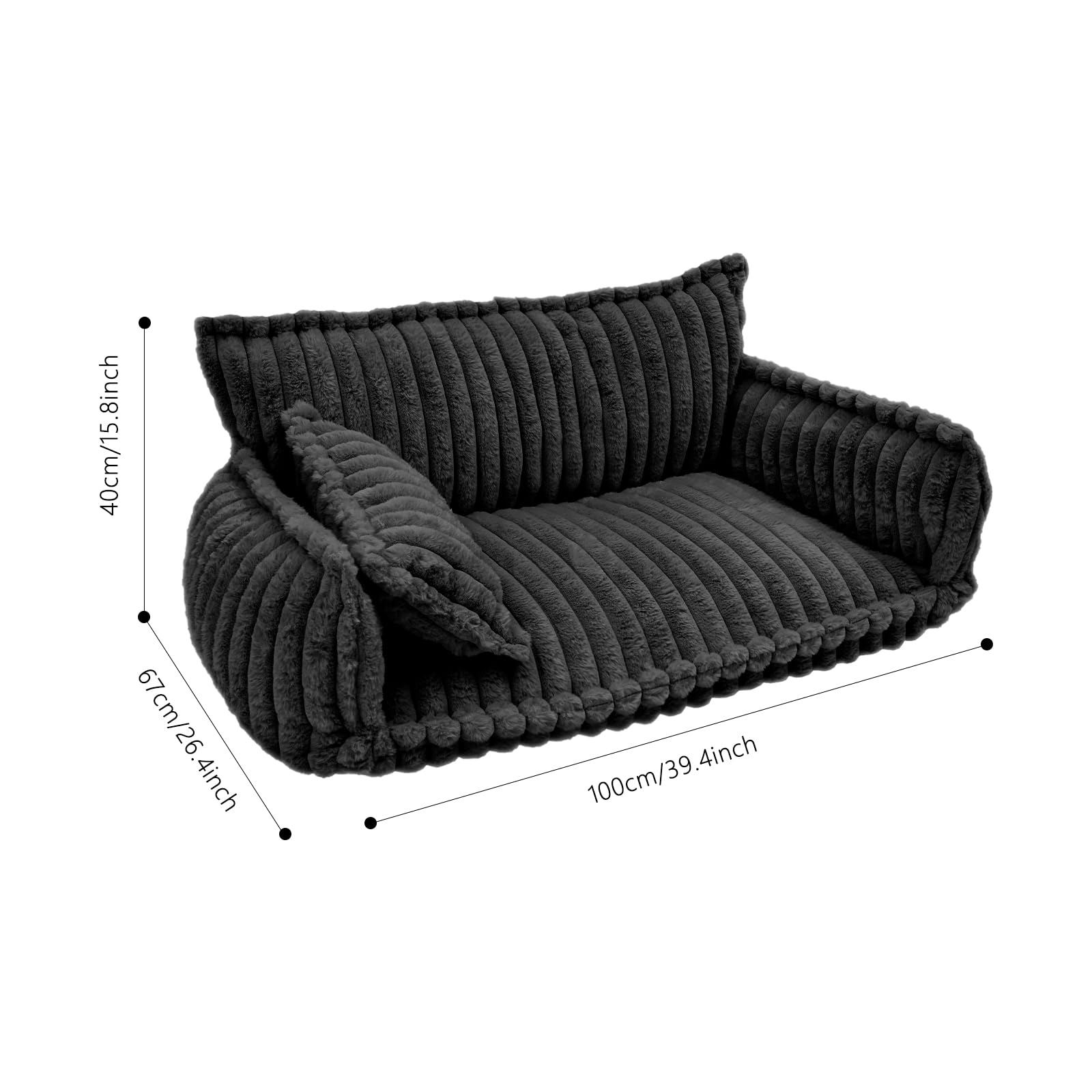 Cama ortopédica para gatos, 100 x 67 x 40 cm, con cojín para mascotas | Cama para gatos para interiores, sofá para gatos, sofá para casas, salón, dormitorio y balcones