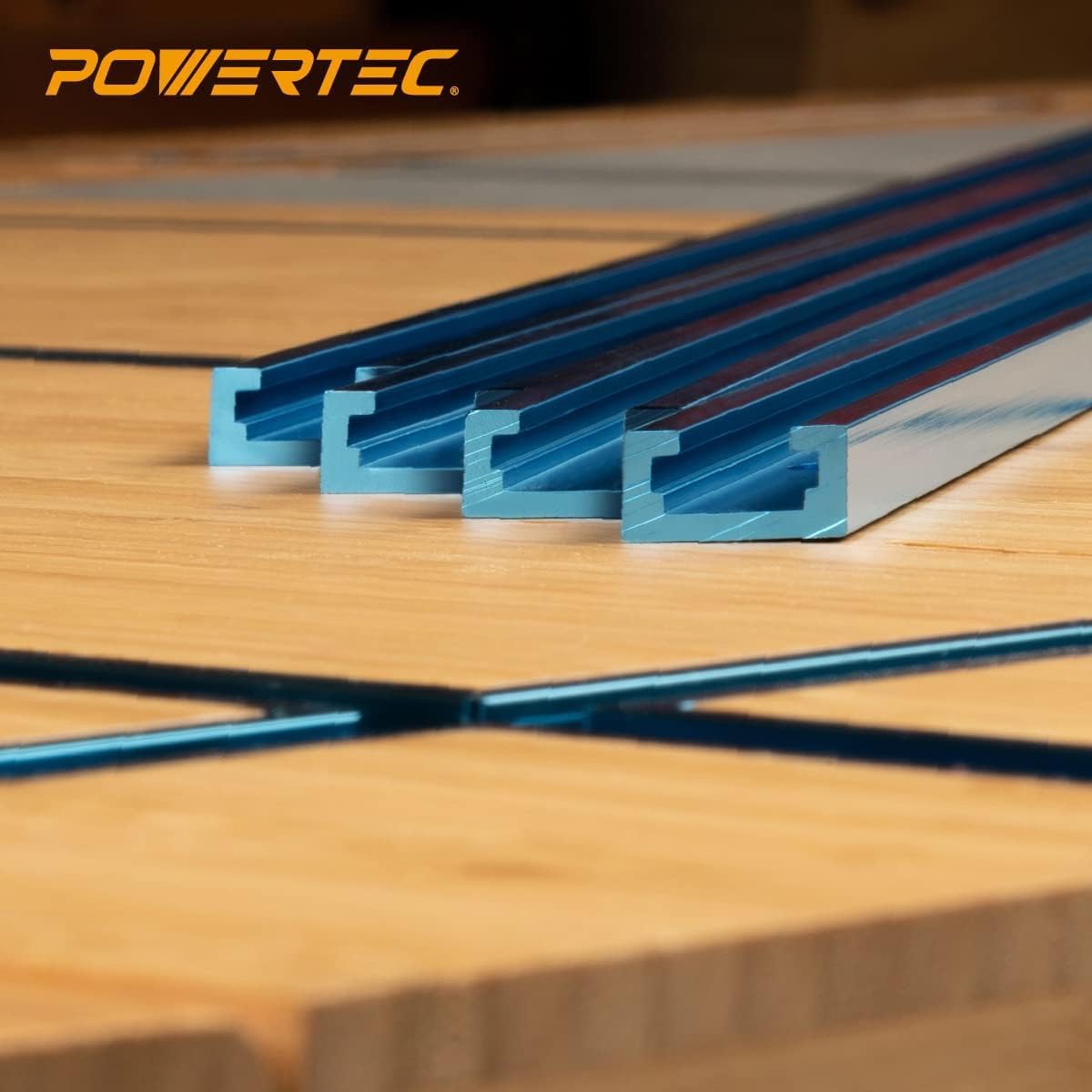 POWERTEC 71158 48 Inch Double-Cut Profile Universal T-Track with Predrilled Mounting Holes, T Track for Woodworking Jigs and Fixtures, Drill Press Table, Router Table, Workbench, 2 Count, Pack of 1