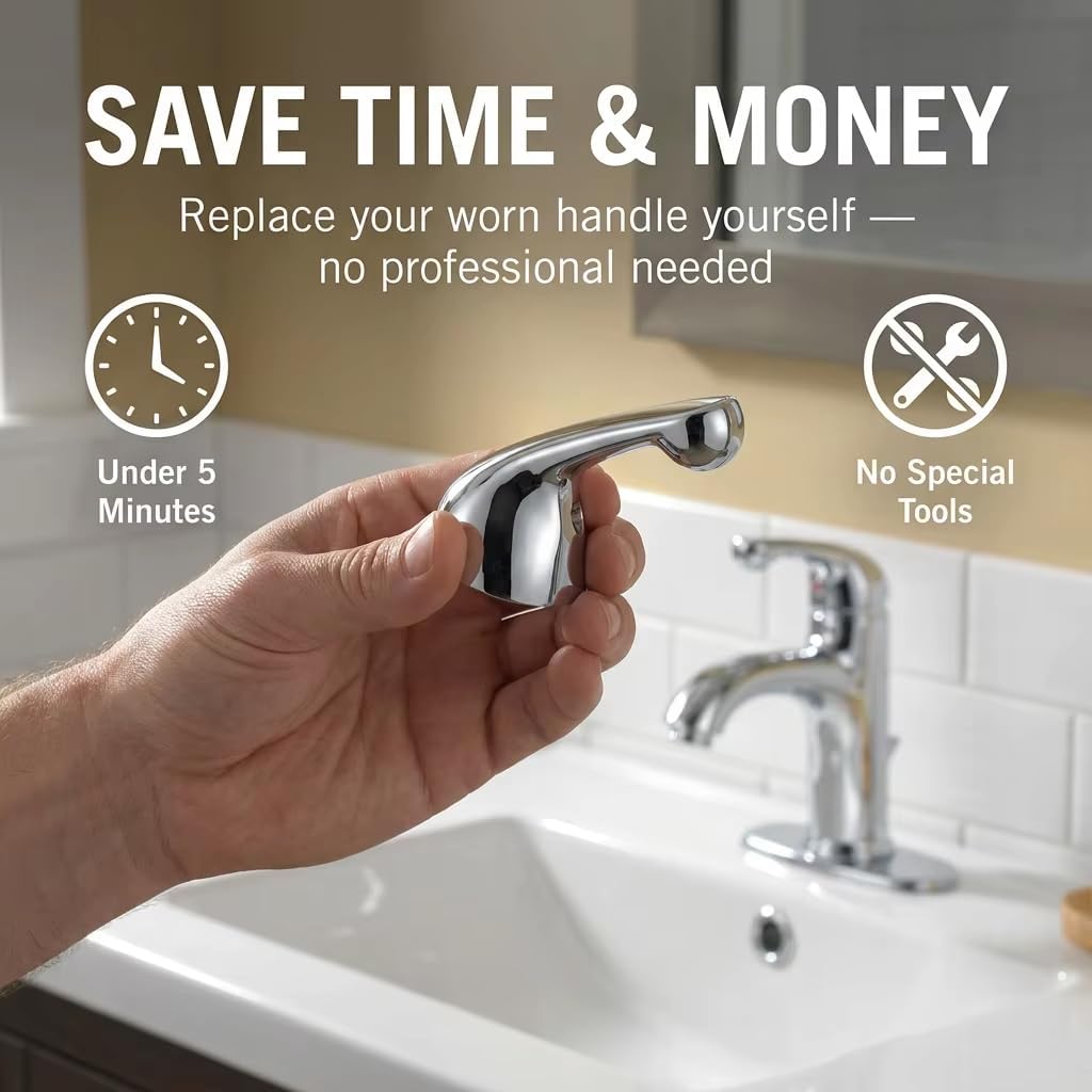 Shower Handle Replacement – Compatible with Delta RP17443 Single Handle Metal Bar Bathroom Faucet Kit, Chrome