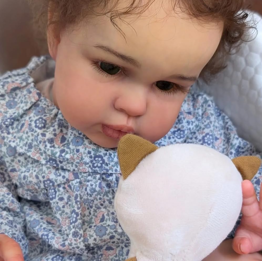 ROSHUAN Realistische Reborn Kleinkindpuppen Mädchen 24 Zoll Große Größe Reborn Babypuppen Weicher Stoff Körper, der wie EIN echtes Baby aussieht Puppe Lebensechte Kleinkindpuppe – Bild 3