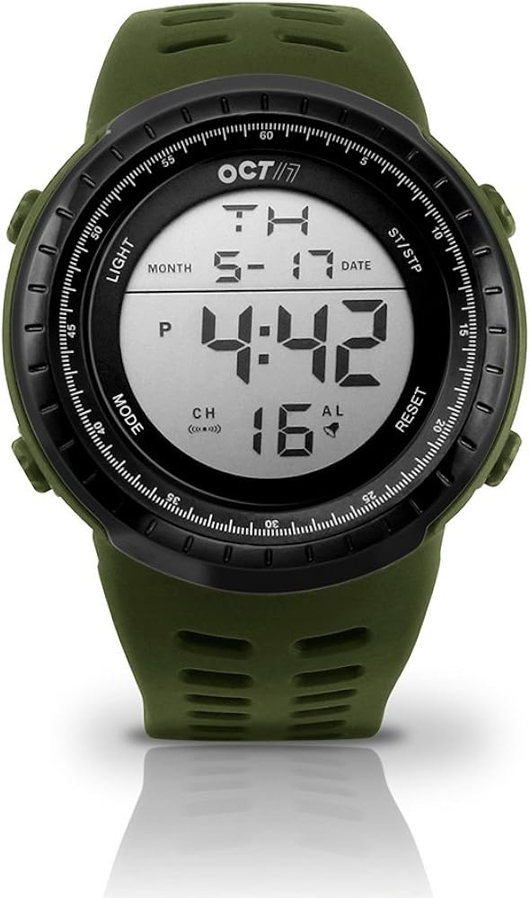 GEARONIC OCT17 - Reloj digital para hombre para deportes al aire libre militar impermeable a la moda casual calendario cronómetro alarma luz LED