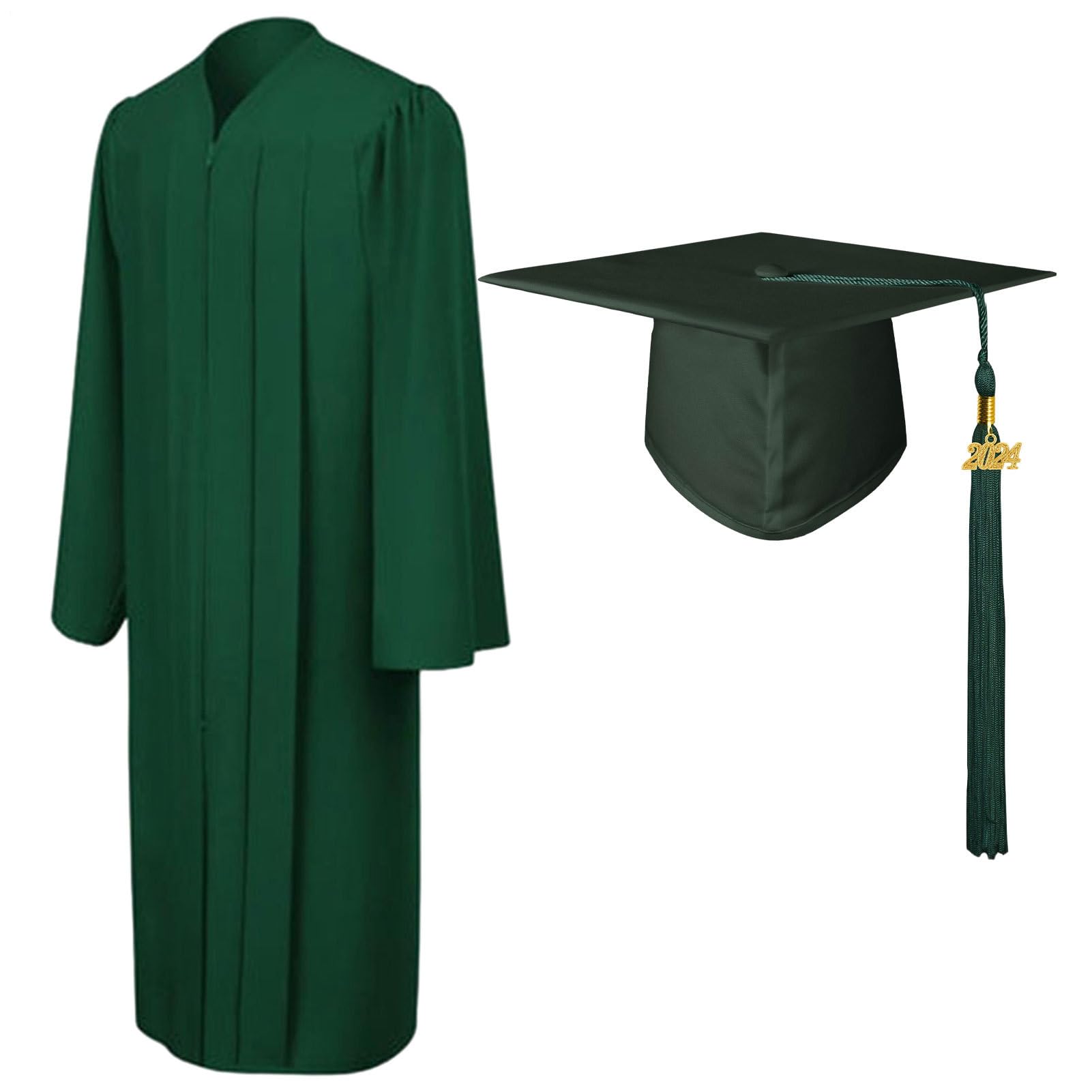 Robe de remise de diplôme mate et bonnet universitaire avec pompon pour lycée - 8
