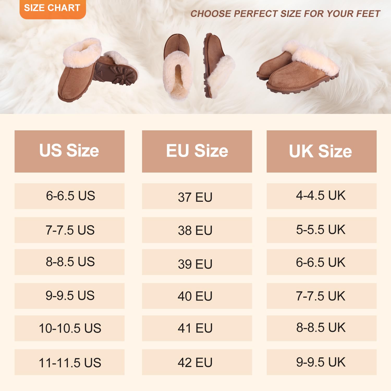 MYLUNE HOME Echte Lammfell Hausschuhe für Damen - Flauschige Warme Pantoffeln Winter Plüsch Schaffell Slipper Leder Wolle Braun - Geschenk für Frauen