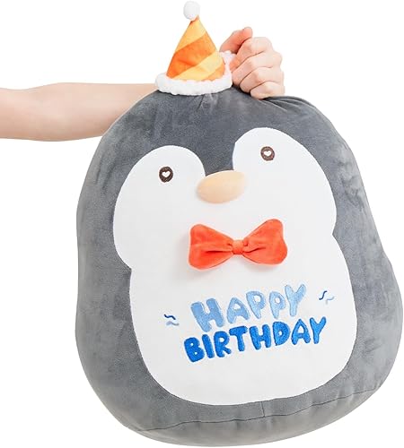 Miniatura 7 de HAIJUNYA Almohada de peluche de pingüino de 17 pulgadas, suave juguete de peluche de pingüino de 17 pulgadas, bonito animal de peluche del océano,