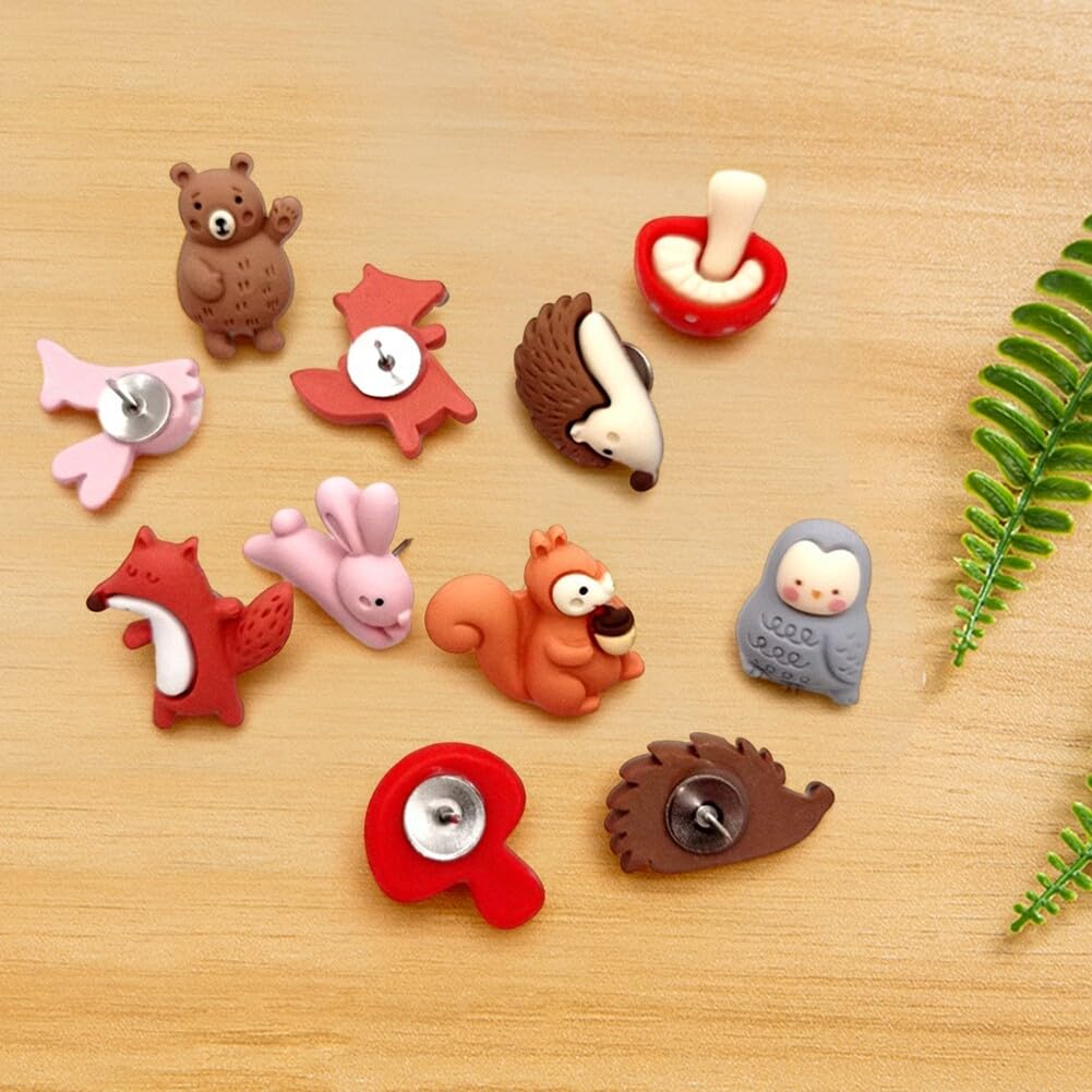 Auiremrti 30 Pièces De Punais Animales Adorables, 10 Punais