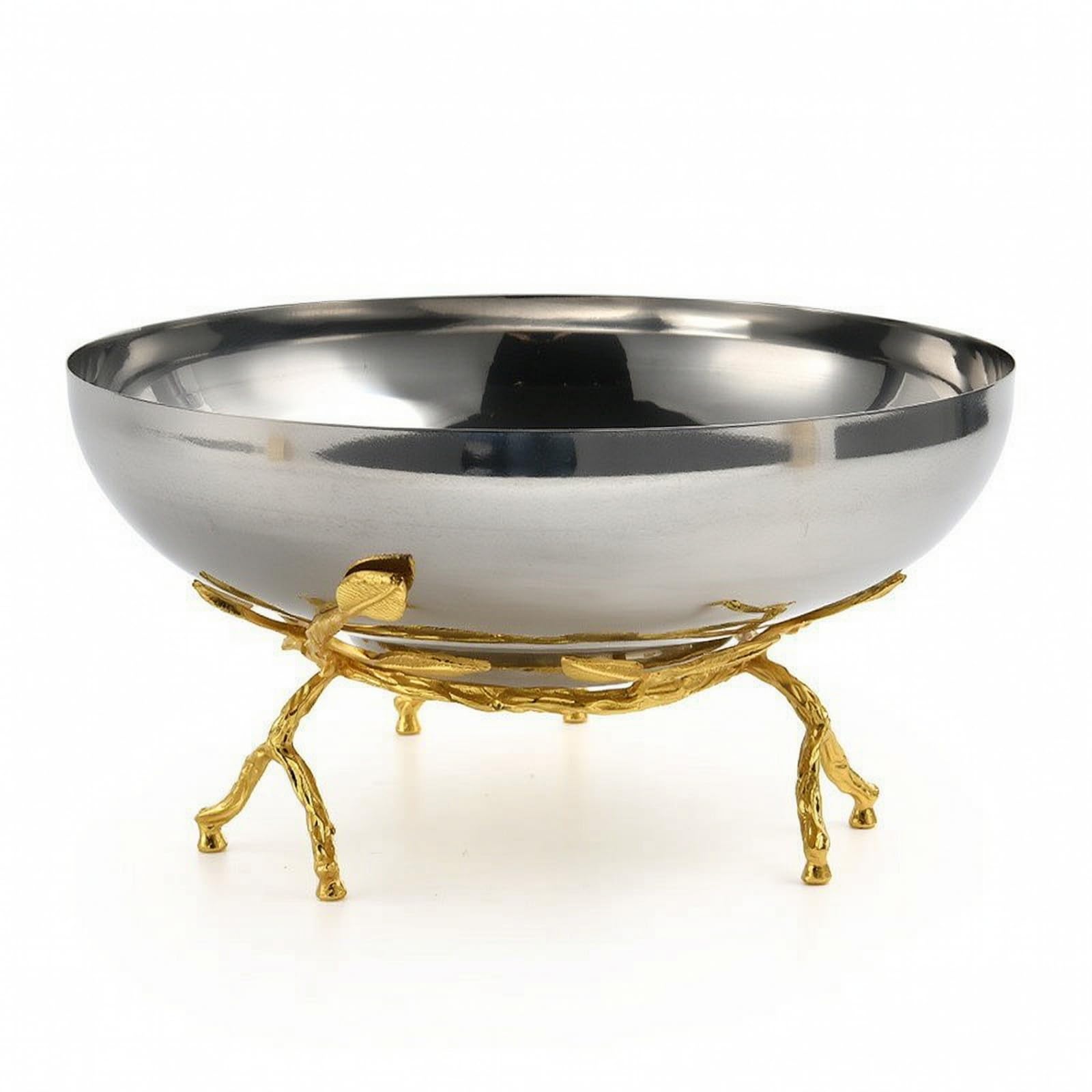 Bandeja para Servir Cuenco Decorativo Plato con Soporte Centro de Mesa Acero Inoxidable con Interior Reflectante en Estructura con Adecuada para, 250 250 130mm
